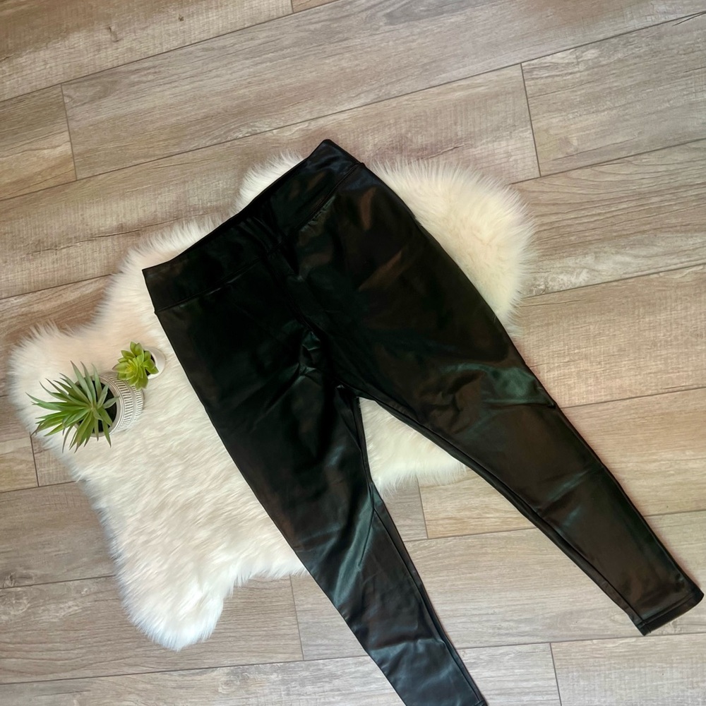 NORDSTROM | Faux Leather Black High-Waisted Leggings (L)